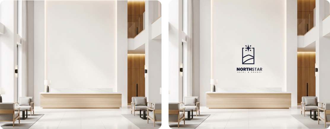 Hotel lobby company logo wall printing